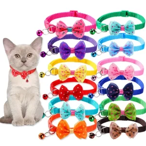 Bow Dog And Cat Collar Soft And Comfortable Pet Accessory Set With